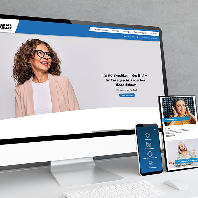 Mockup „JARVIS“-Website Hörgeräte Möller